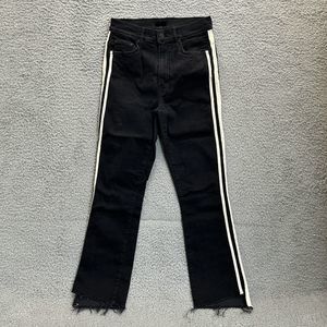 Mother Jeans Womens 26 Black The Insider Crop Step Fray Guilty Racer Denim